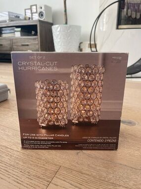 Crystal-Cut Hurricane Candle Holders (Set of 2)
